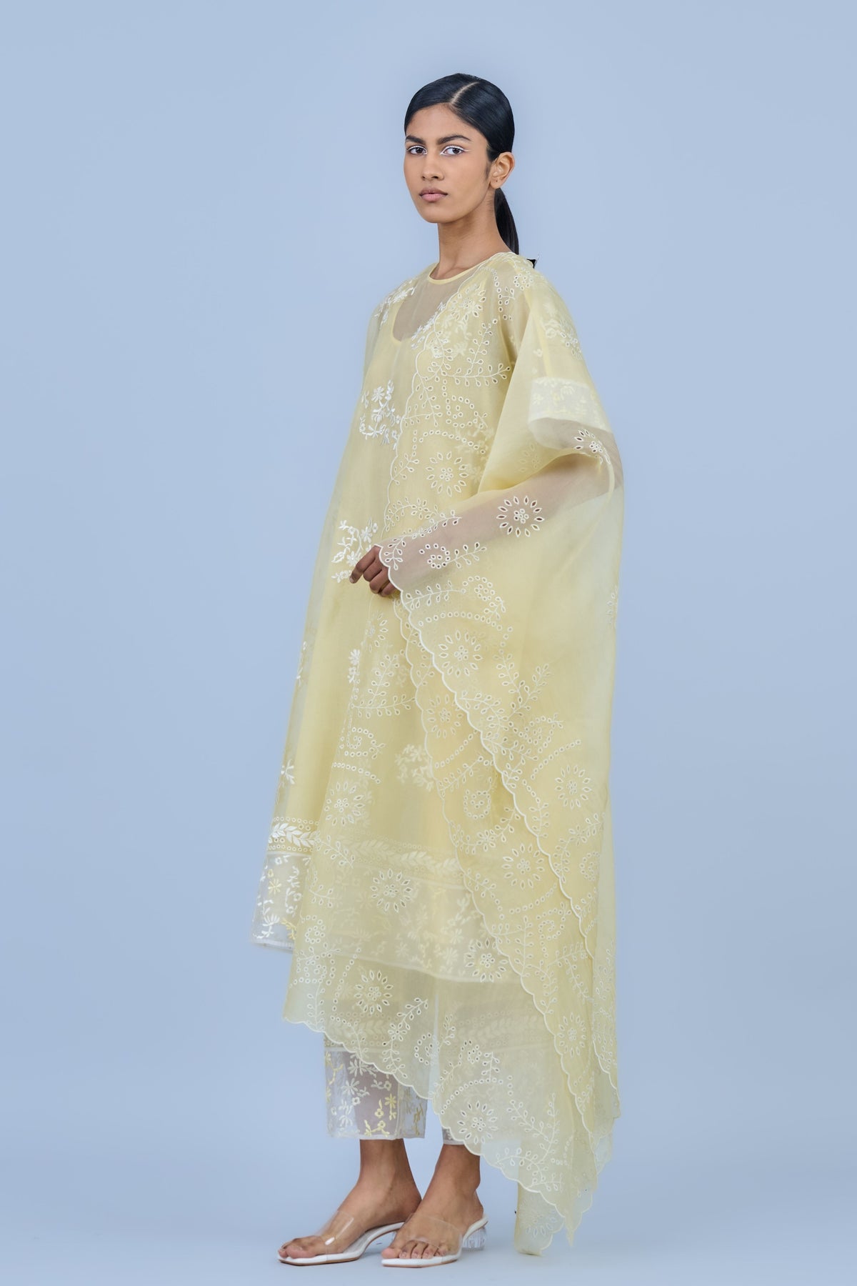 Silk Organza Threadwork Dupatta