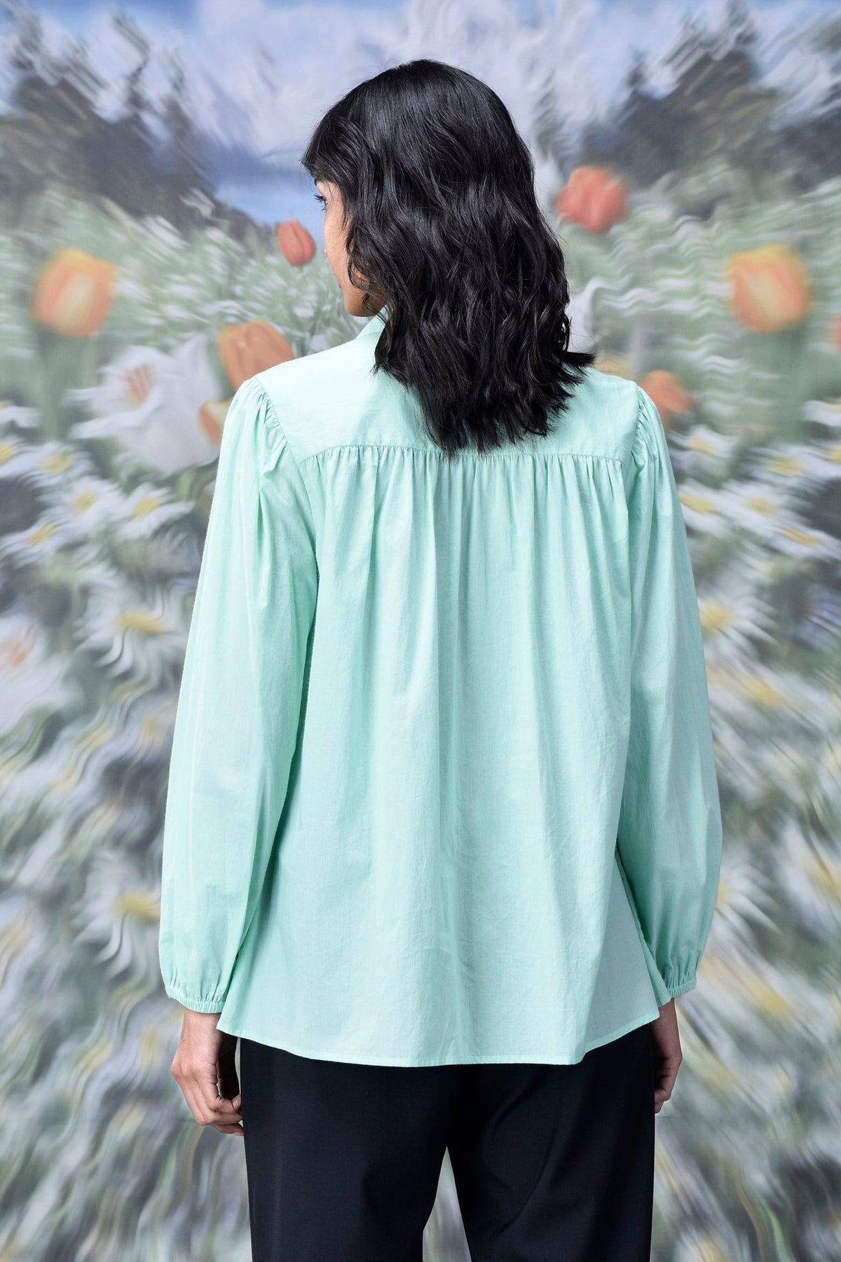 Malmal Lace up Top Nile Green
