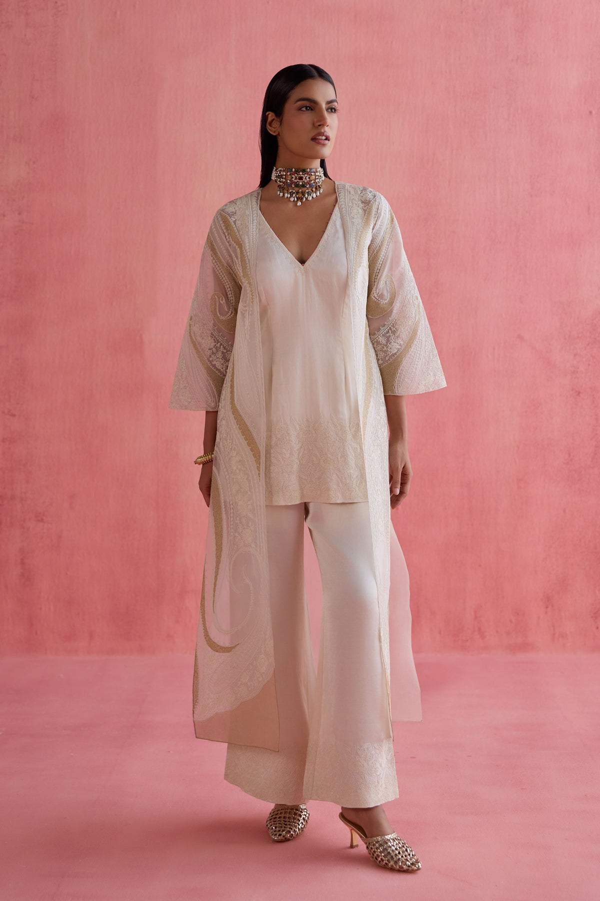 Shireen Ivory Jacket Set