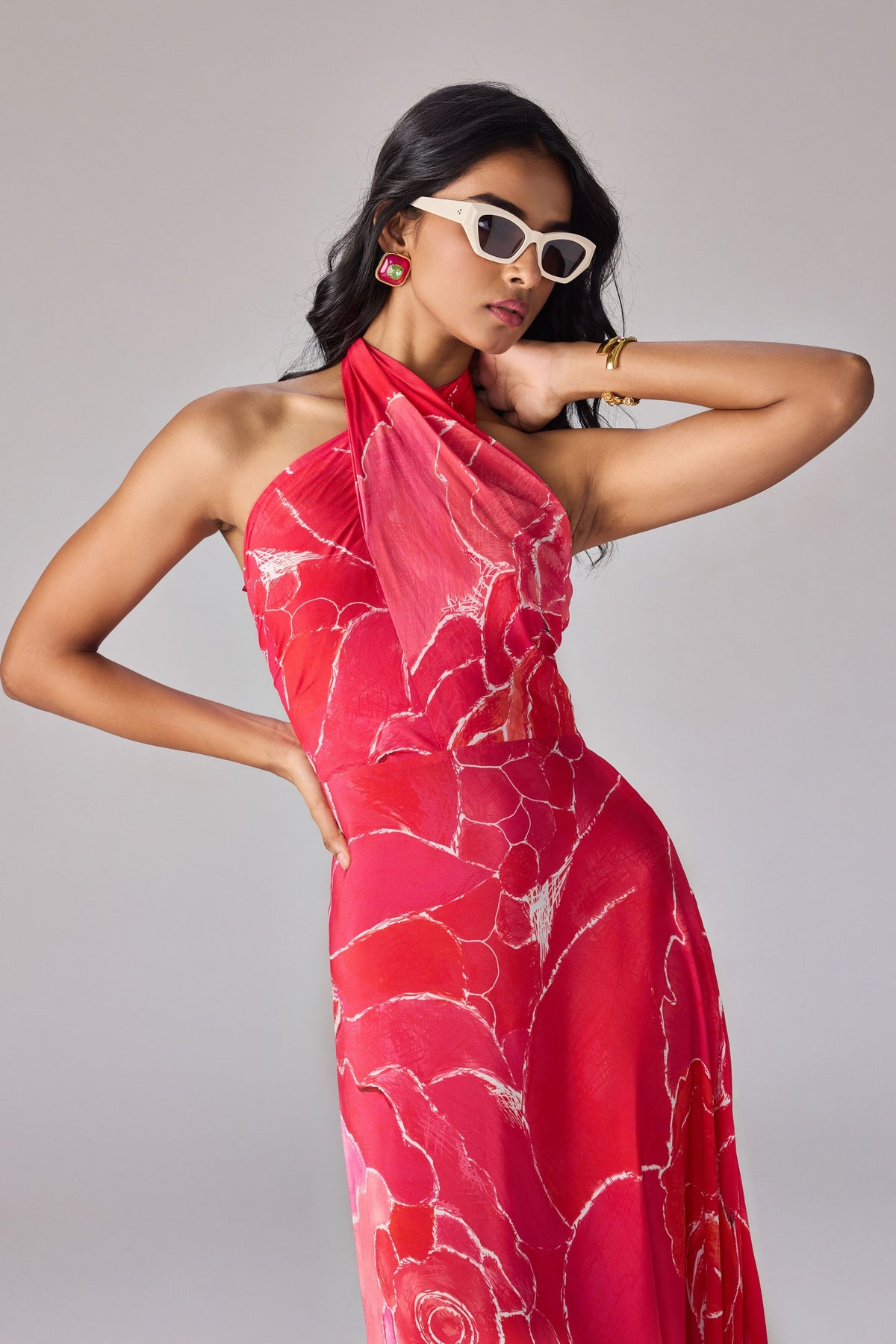Pink Scratch Flower Shailee Dress