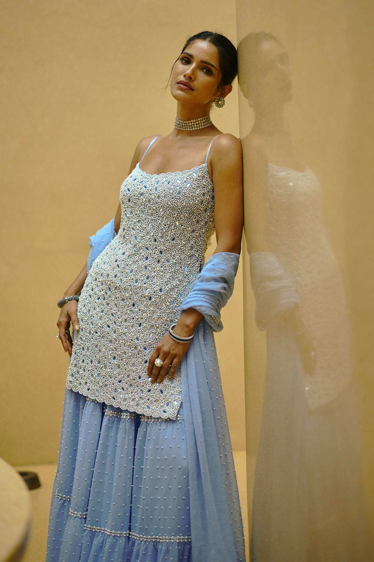 Dew Blue Sharara Set