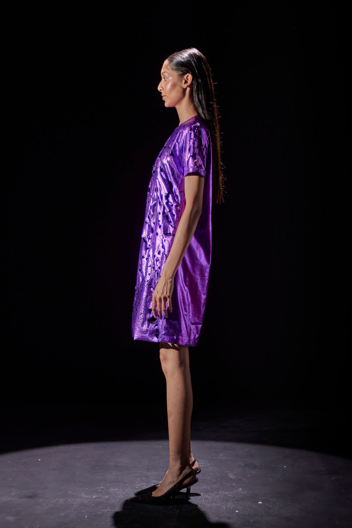 Laser Cut Mesh Dress