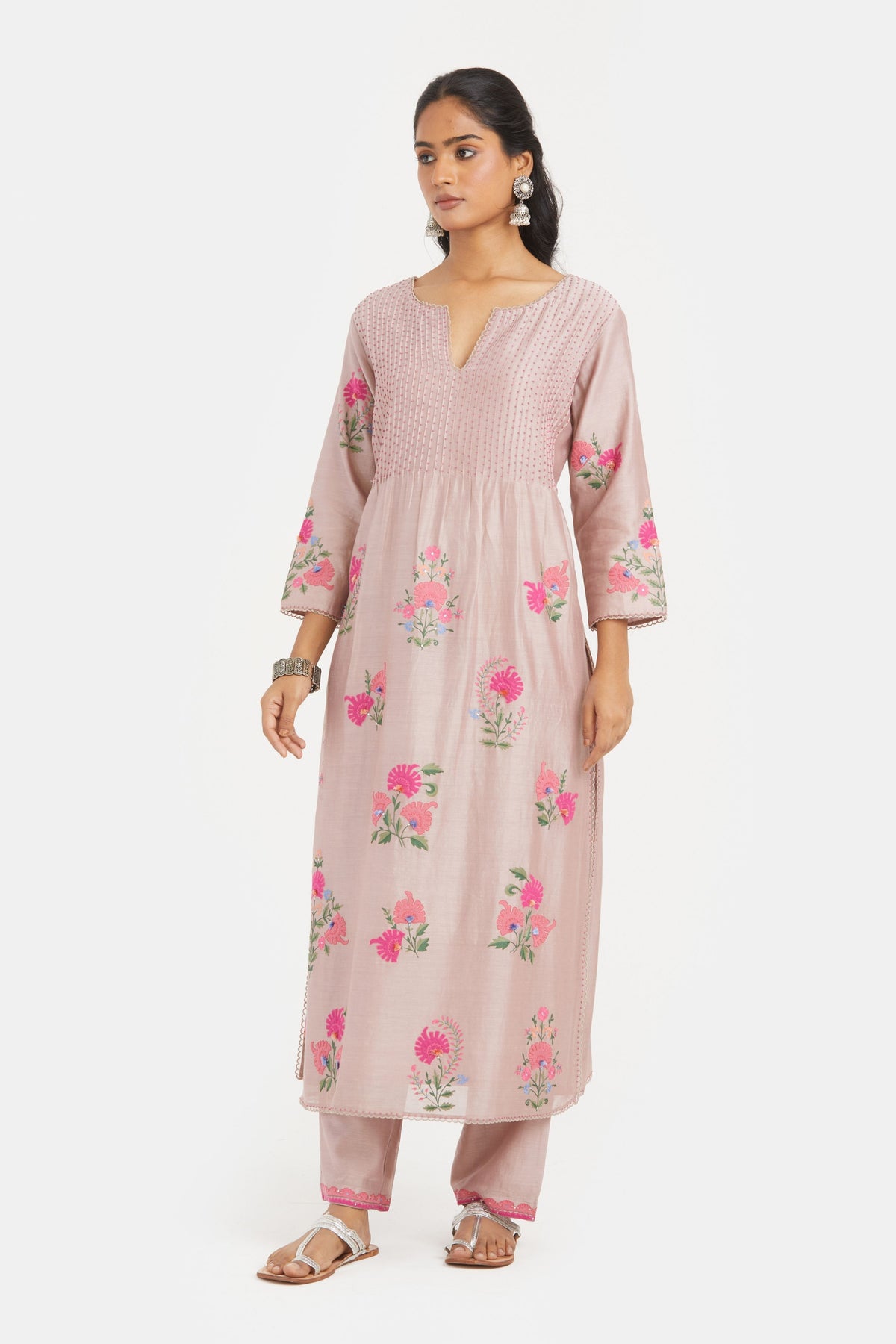 Chanderi Lilac Kurta Set