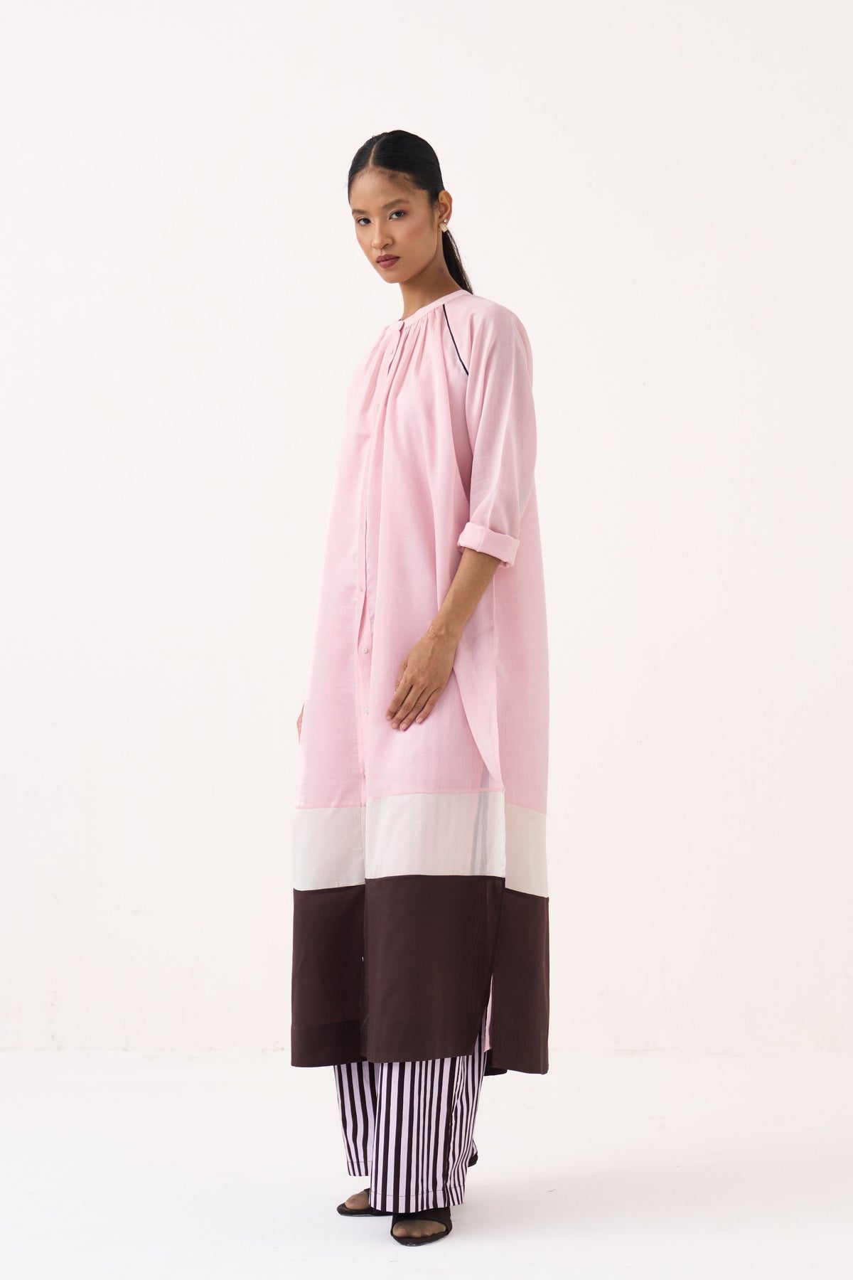 Panel Gather Neck Tunic Set