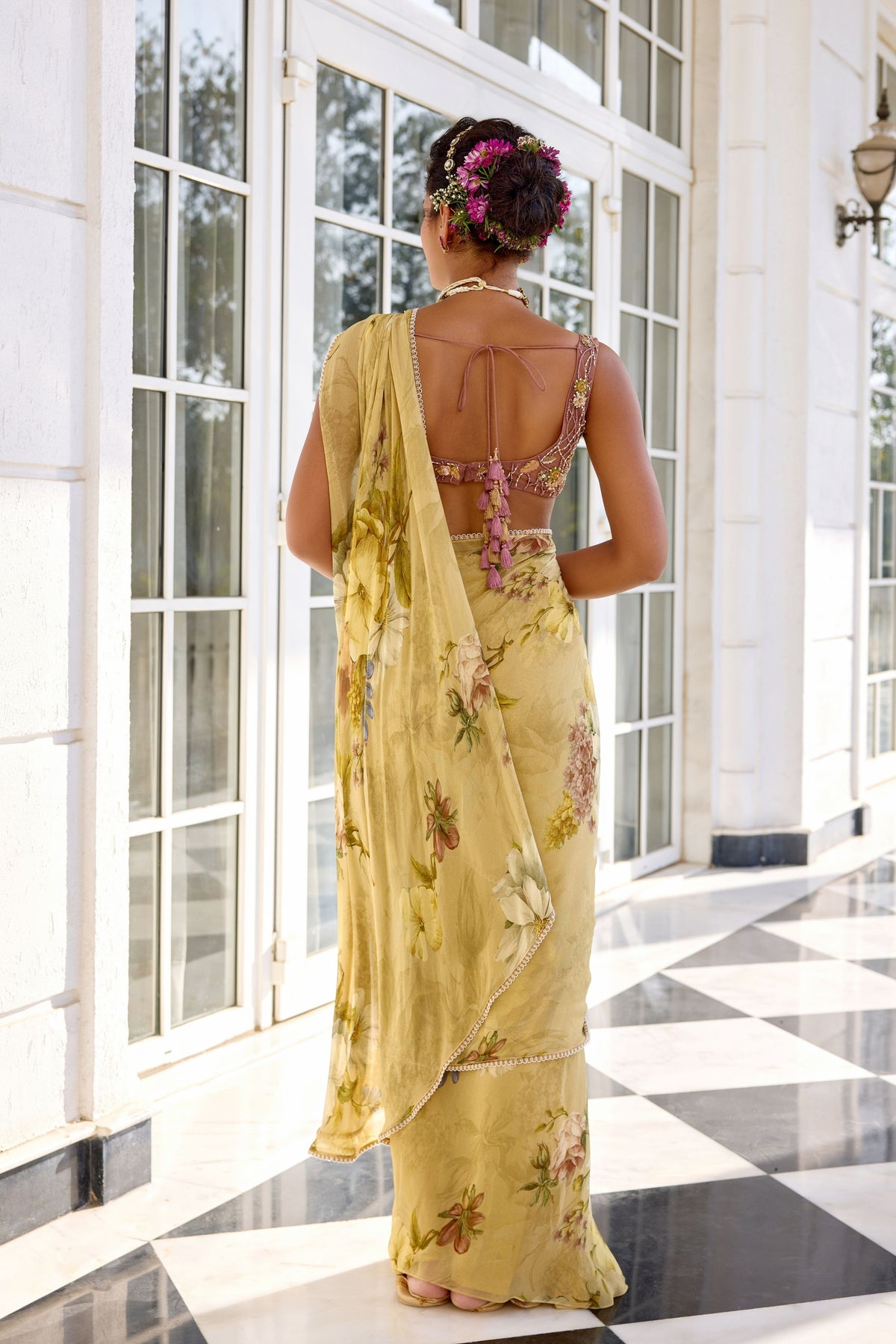 Keisha Embroidered Draped Saree Set