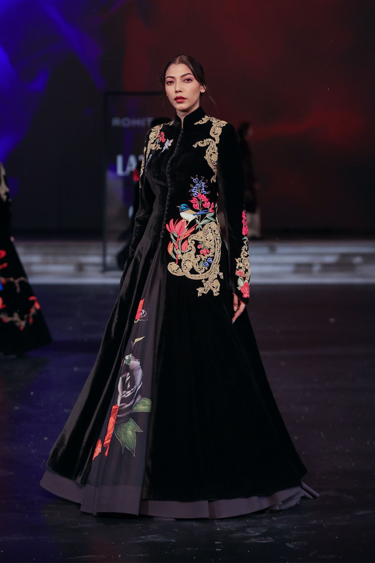 Velvet Jacket With Resham Embroidery