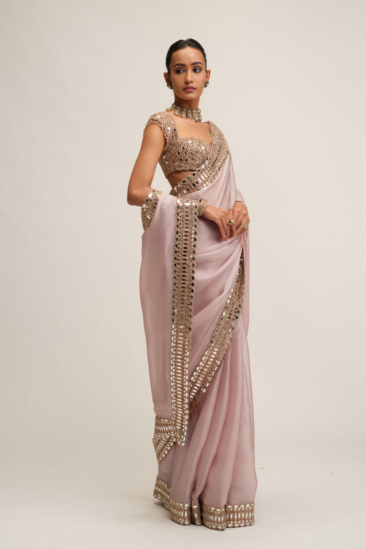 Ash Saree Set