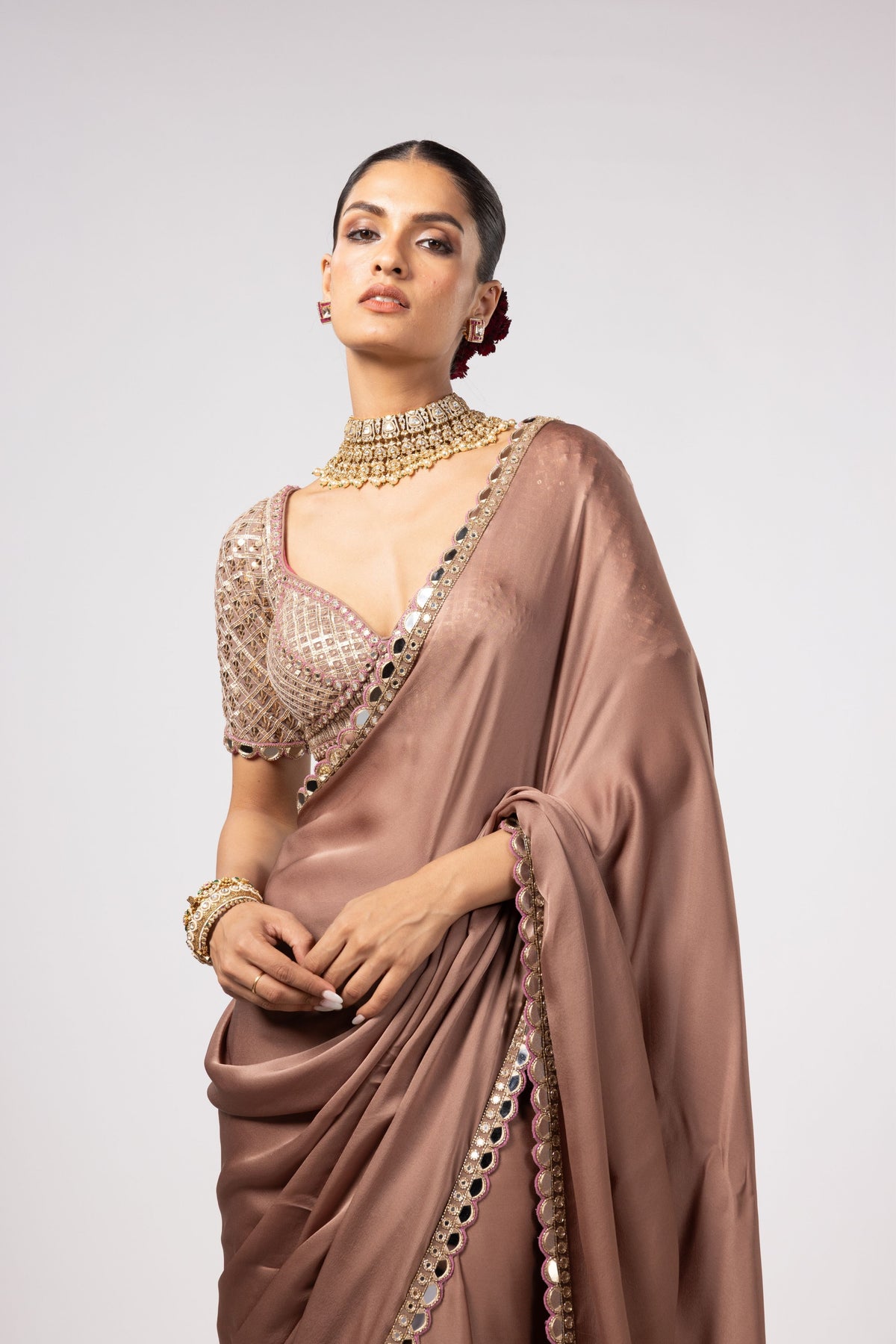 Deep Beige Saree Set