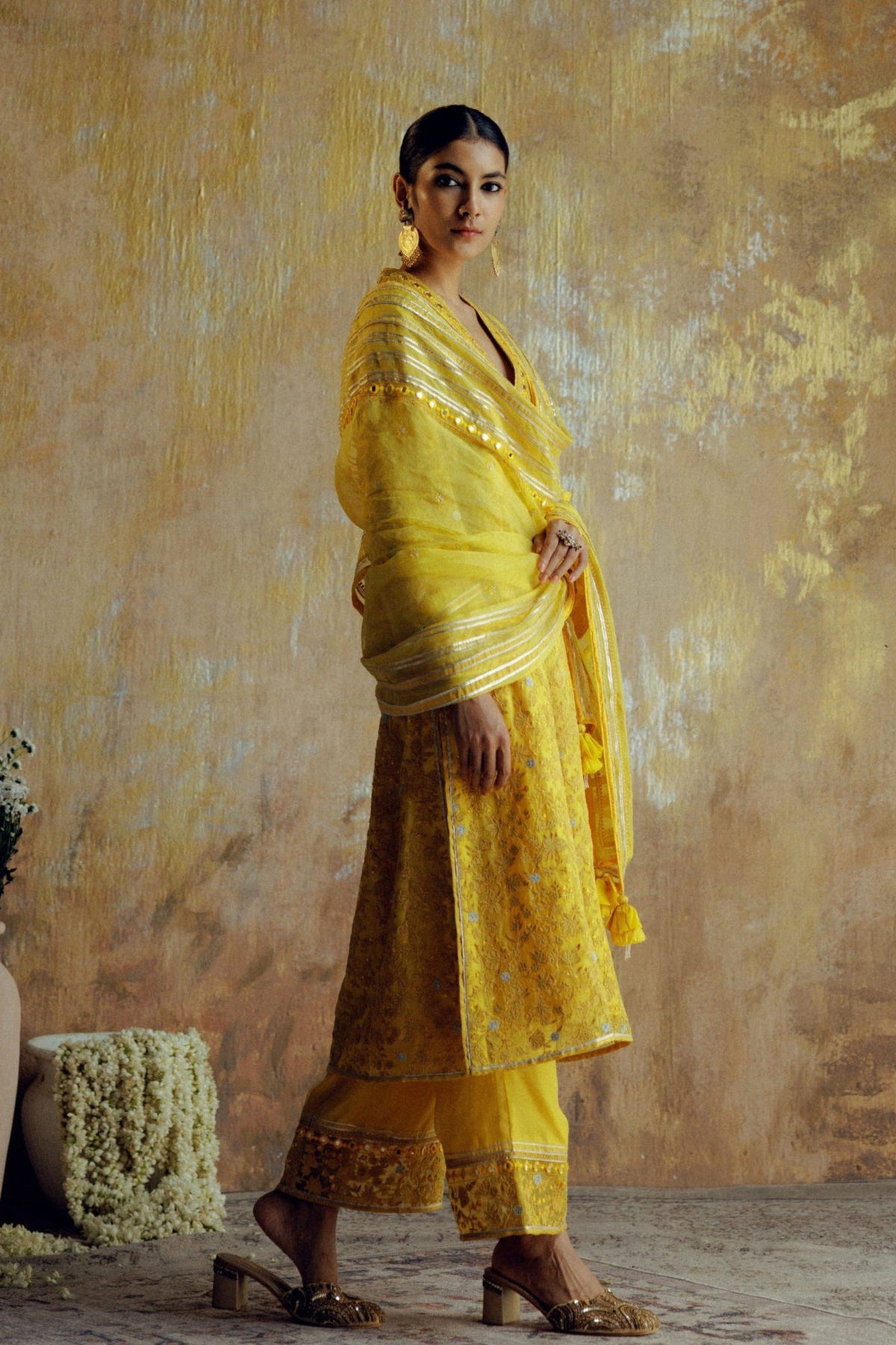 Yellow Tone A Line Kurta Set