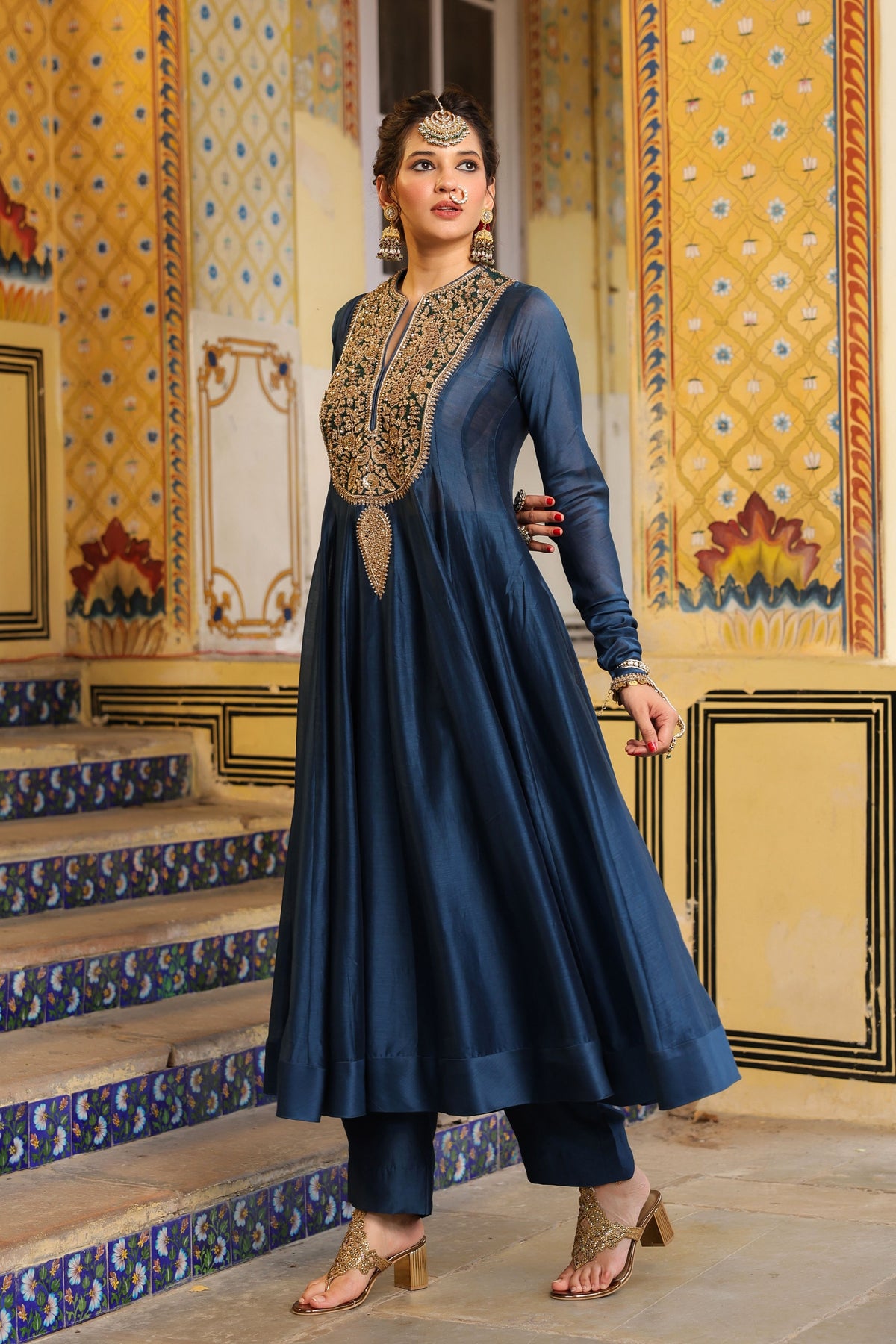 Ahista Blue Kalidaar Set