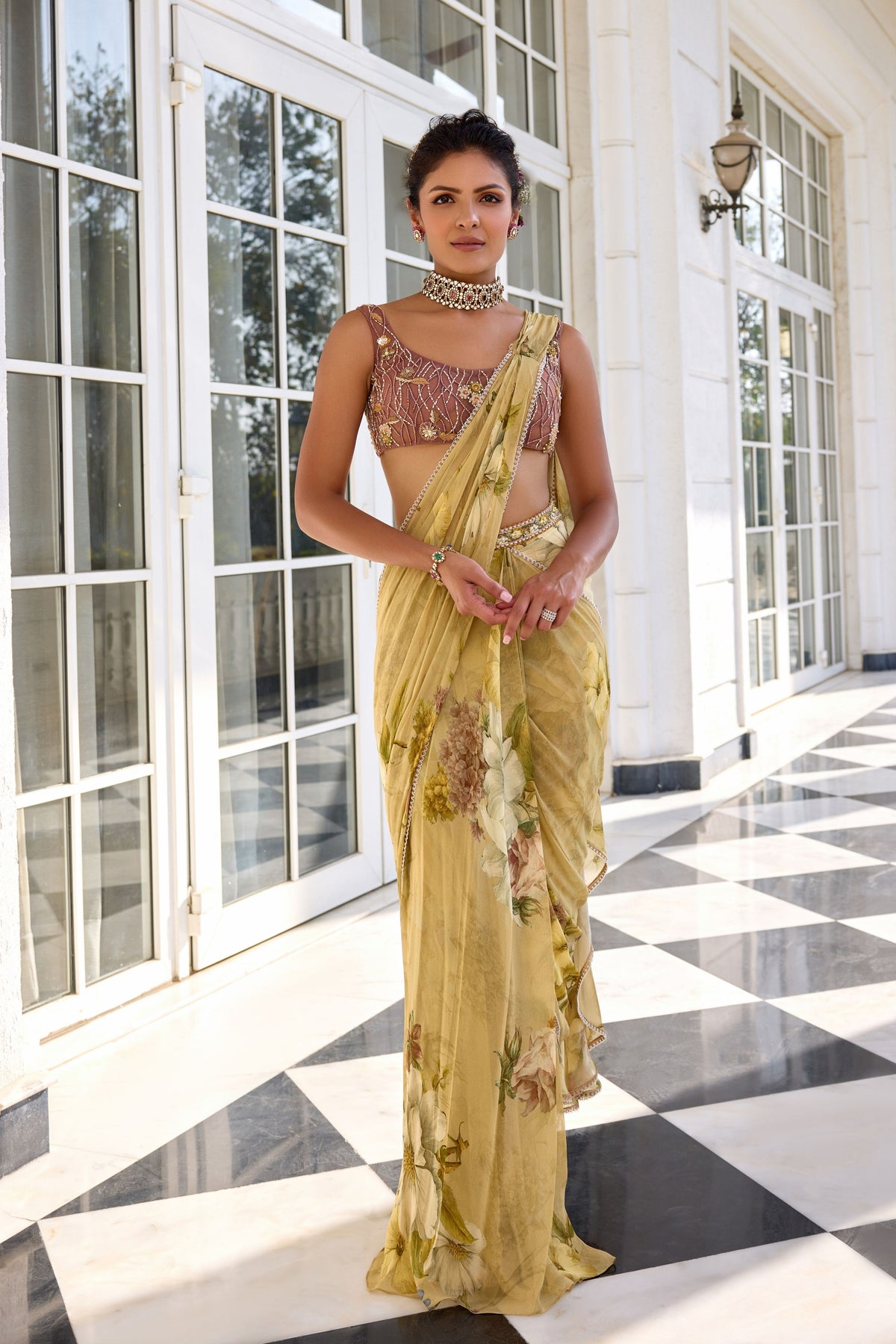 Keisha Embroidered Draped Saree Set