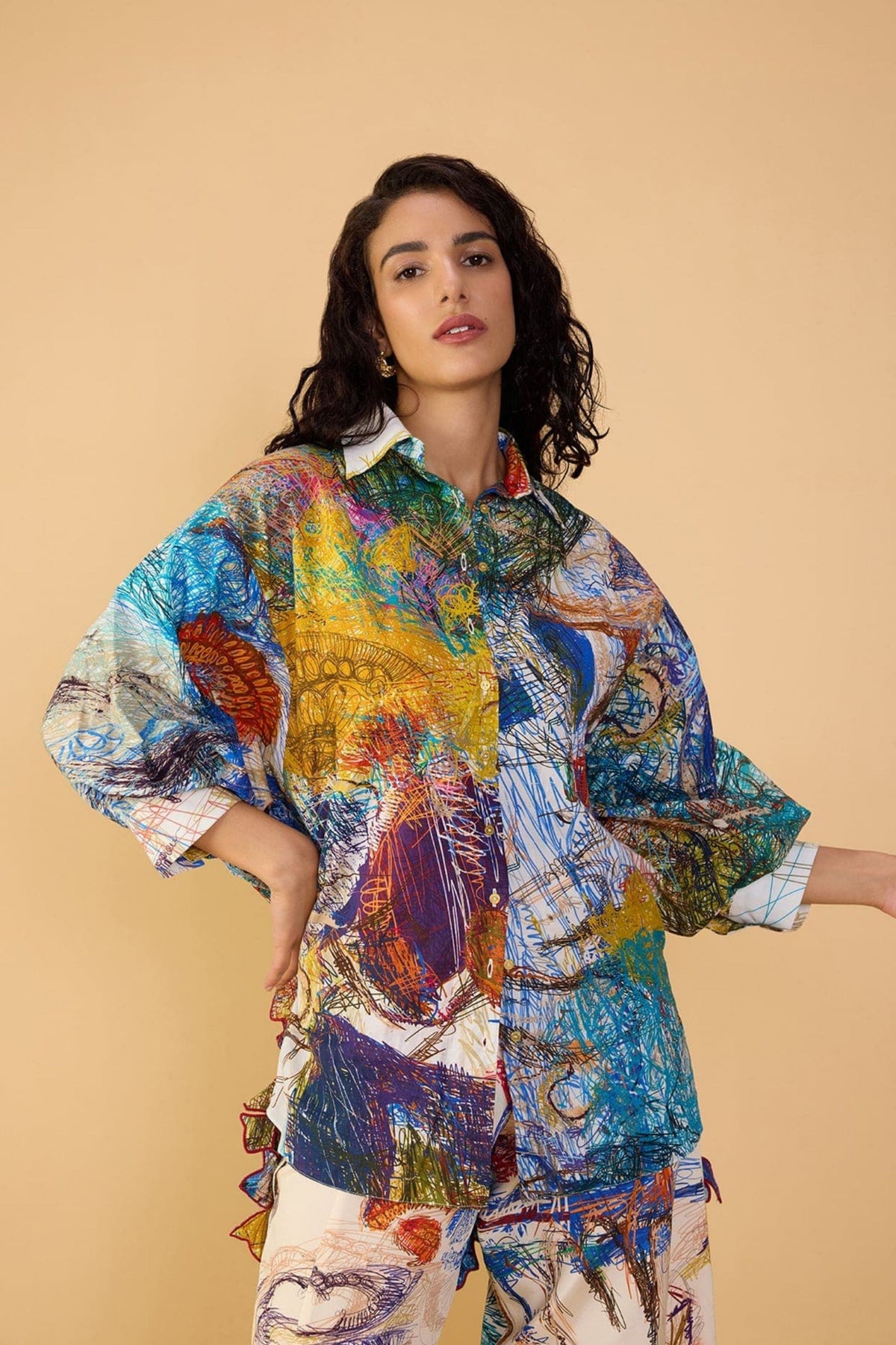 Abstract Scribble Print Shirt