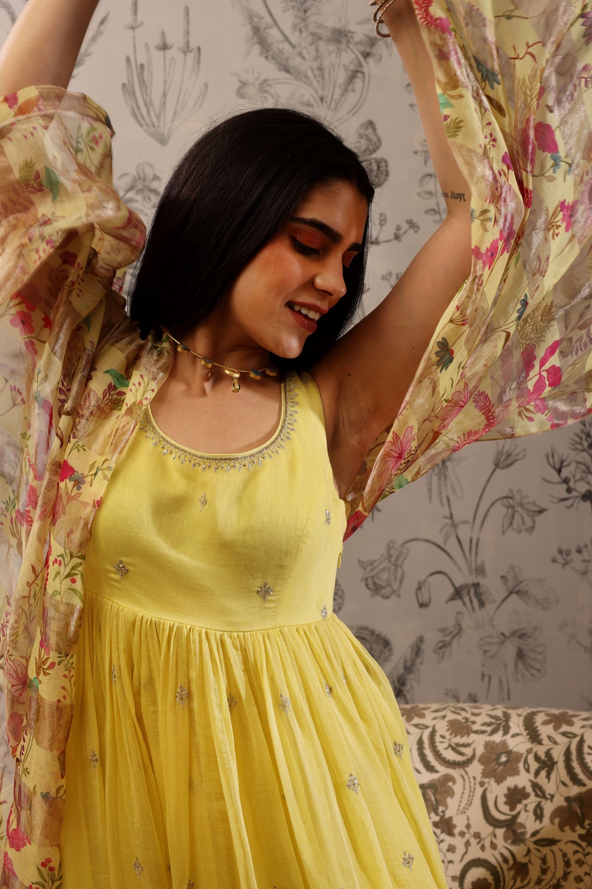 Aparajita Yellow Anarkali Set