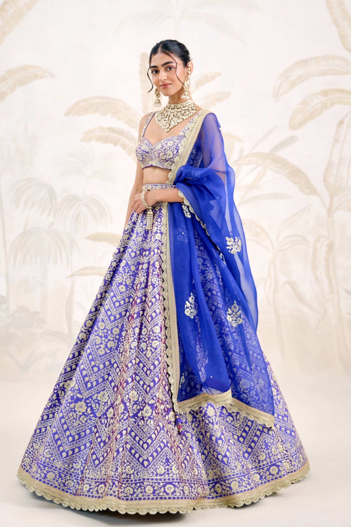 Purple Blue Lehenga Set