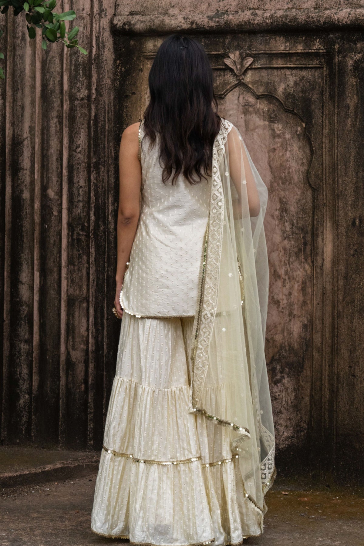 Lemon Dots Straight Sharara Set