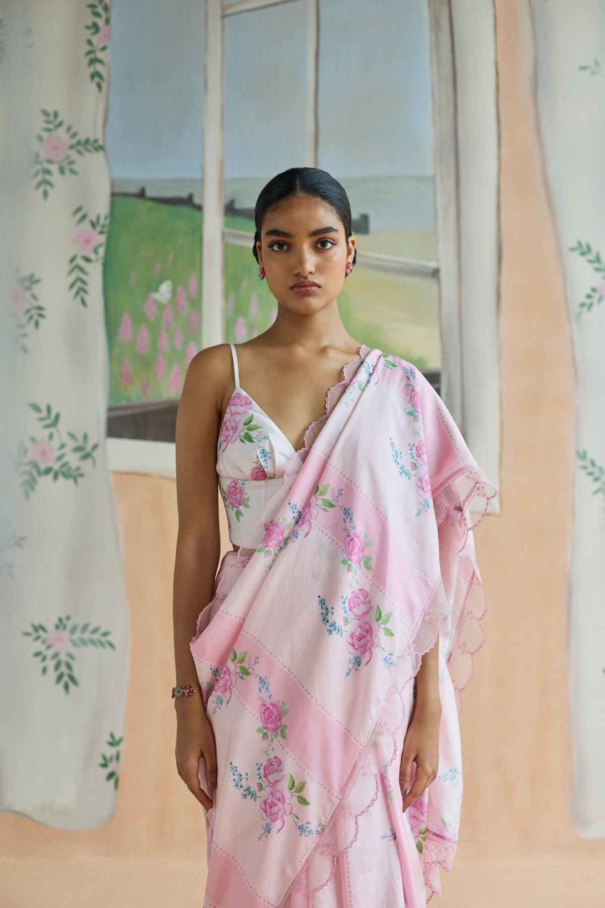Rose Haze Mulberry Silk Sari