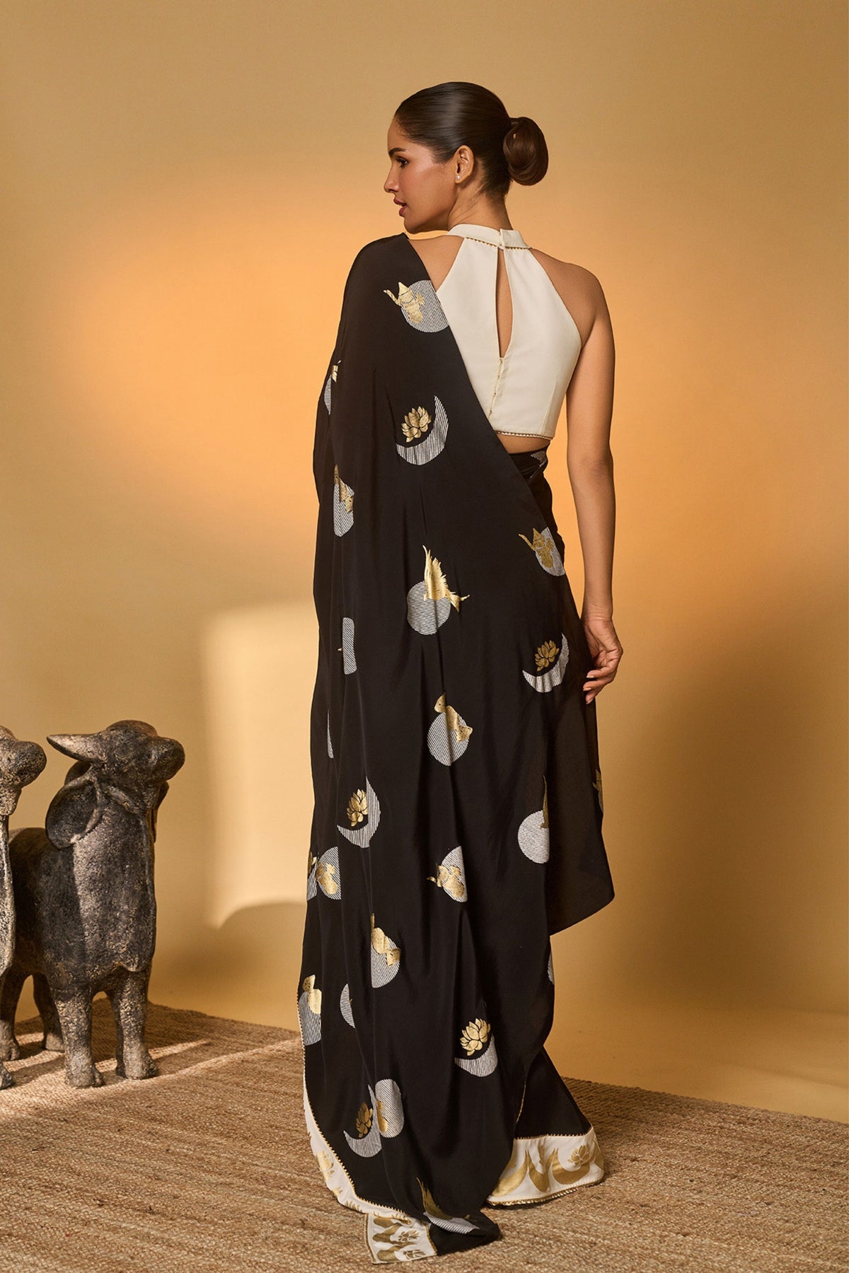 Black and White Polka All Charms Saree