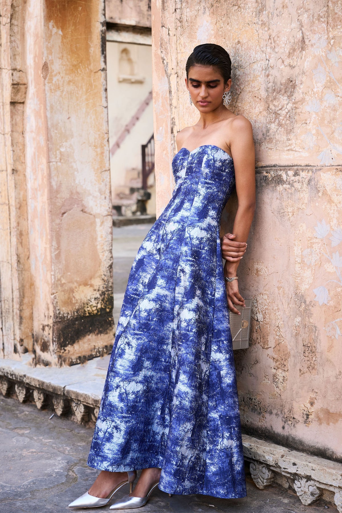 Blue Brocade Gown