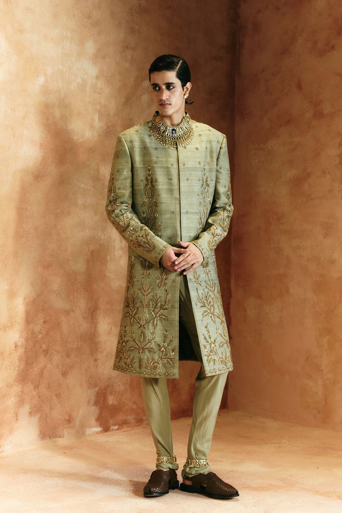 Multicolored Sindh Zardosi Sherwani Set