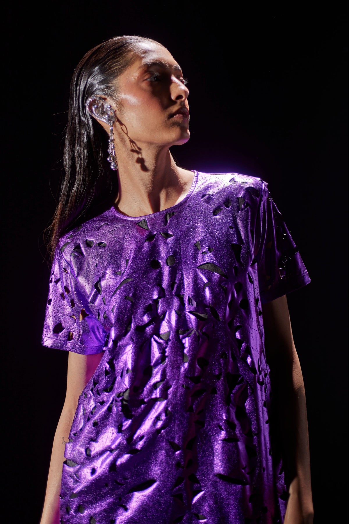 Laser Cut Mesh Dress