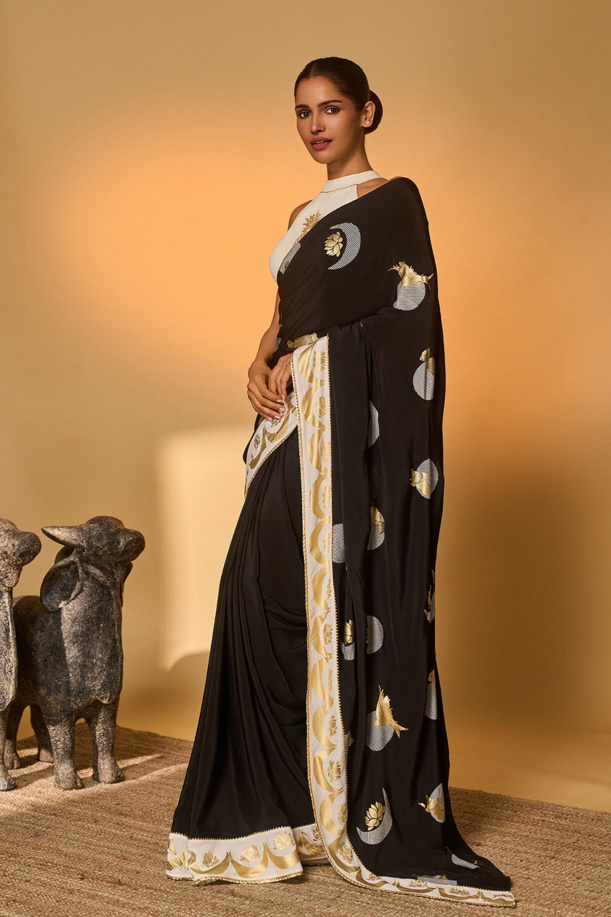Black and White Polka All Charms Saree