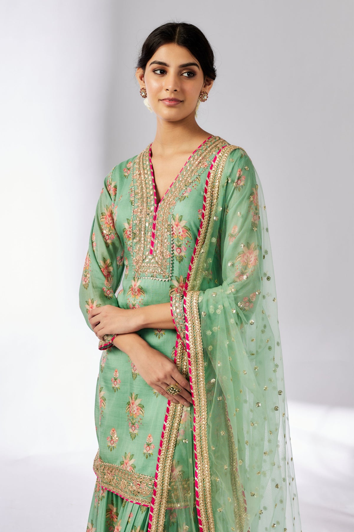 Mint Sadhna Sharara Set