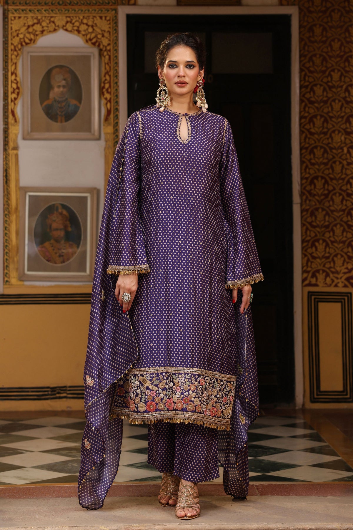 Purple Ahista Mayur Kurta Set