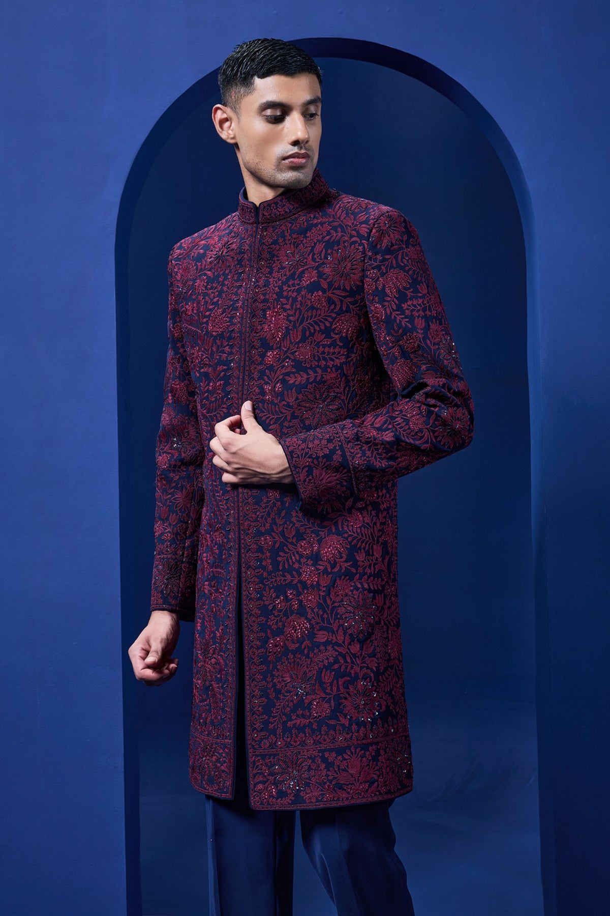 Wine Thread Highlight Jacket Set