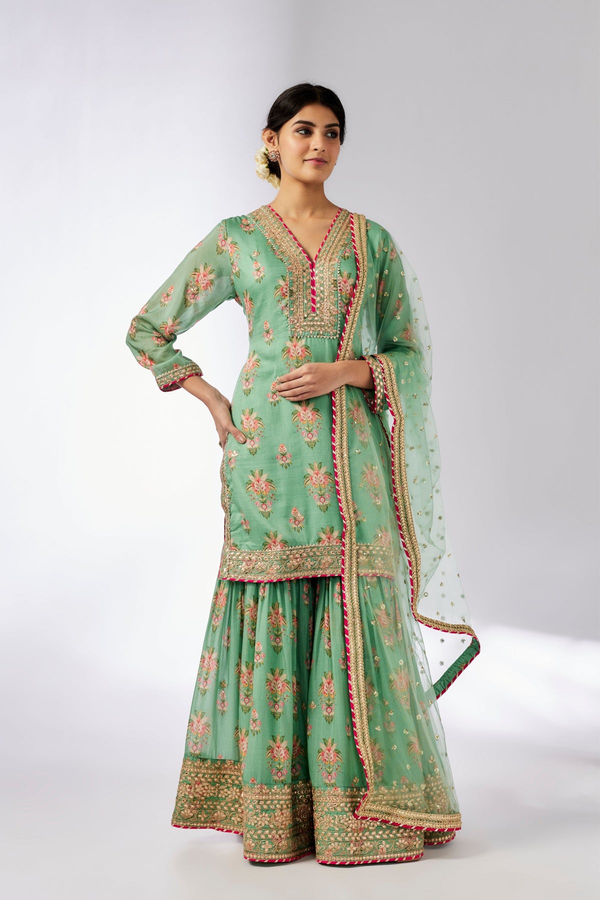 Mint Sadhna Sharara Set