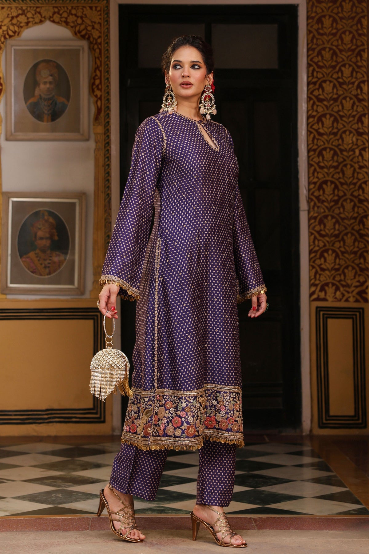 Purple Ahista Mayur Kurta Set