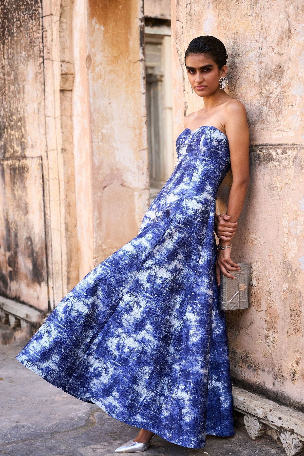 Blue Brocade Gown