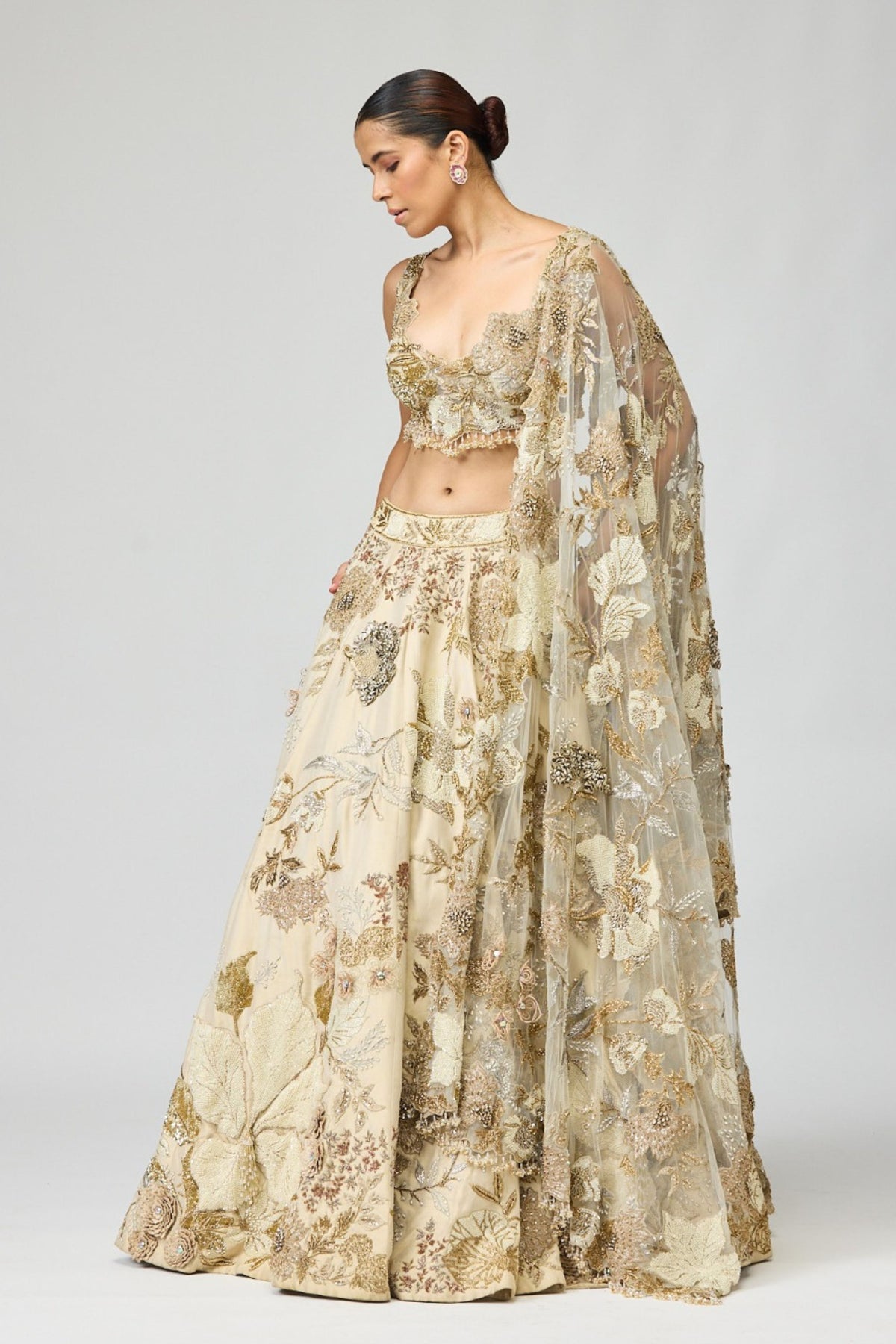 Ivory Embellished Lehenga Set