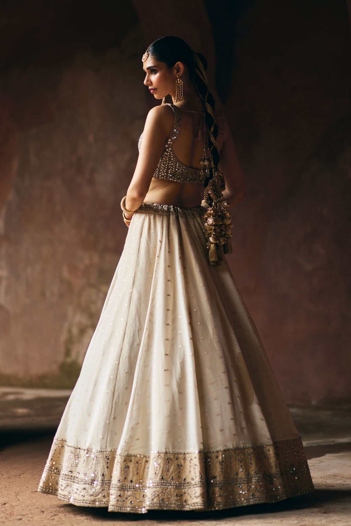 Gold Tissue Lehenga Set