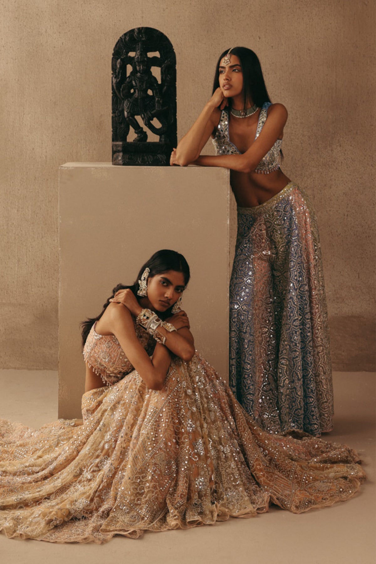 Blue Mirrorwork Sharara Set