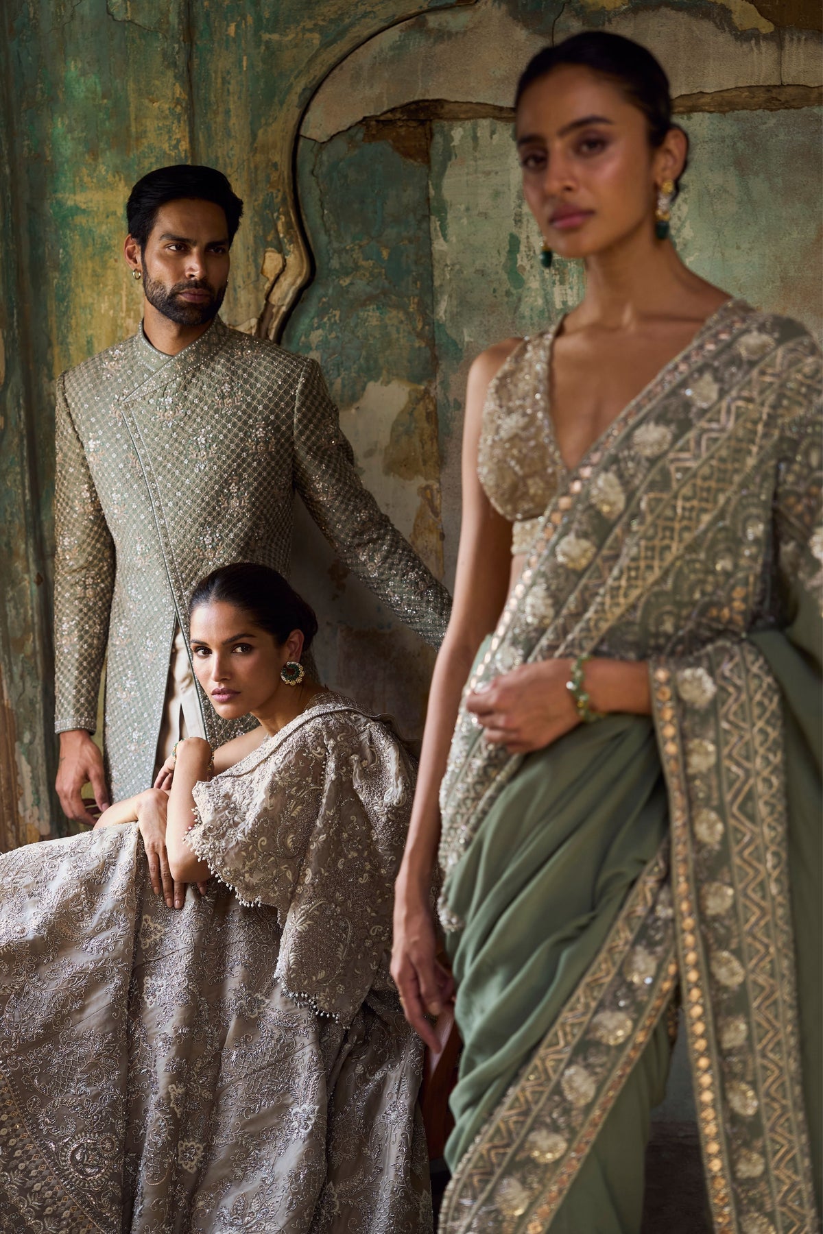 Mint Green Saree Set