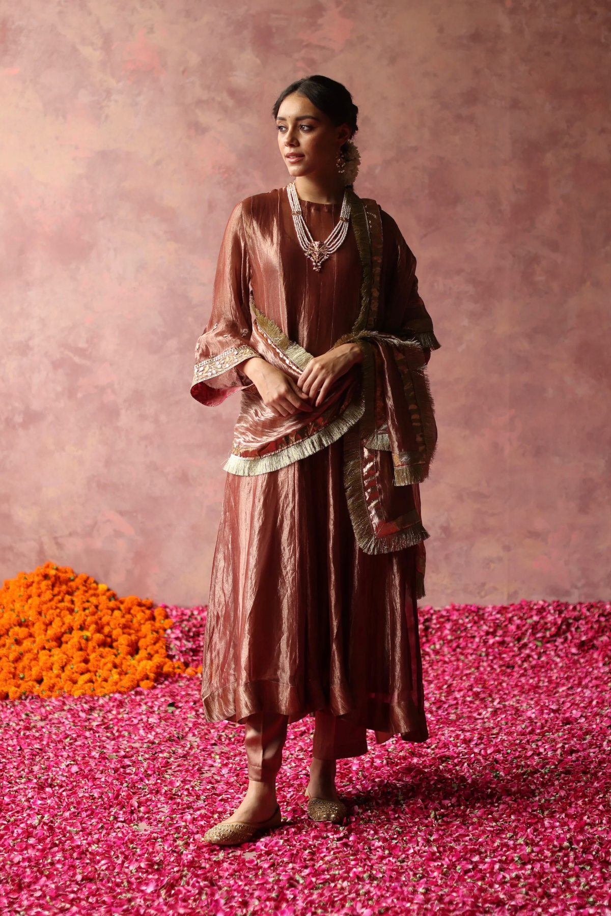 Zaahra Rose Gold Kurta Set