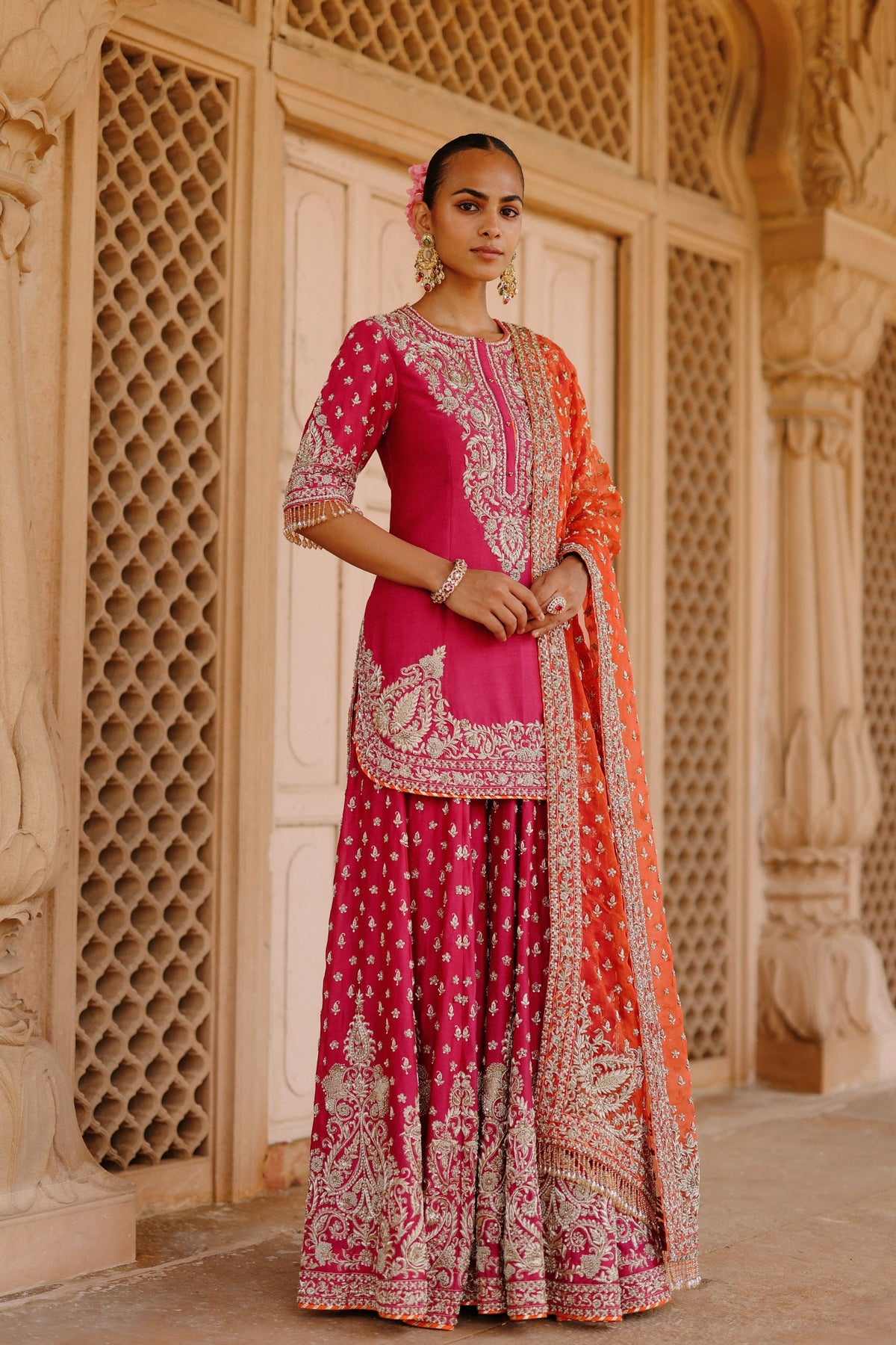 Maysam Hot Pink Sharara Set
