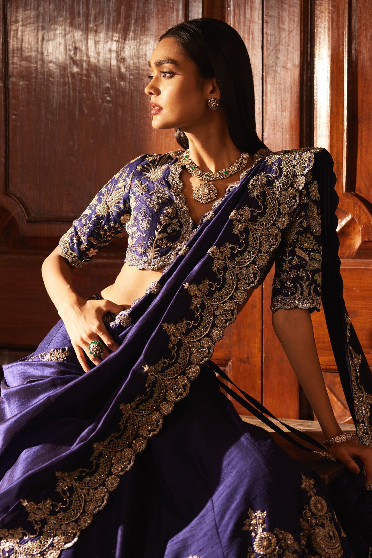 Purple Saree Paired With Blouse