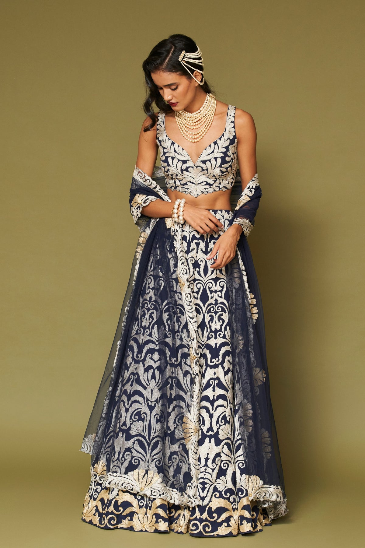 Midnight Embroidered Georgette Lehenga Set