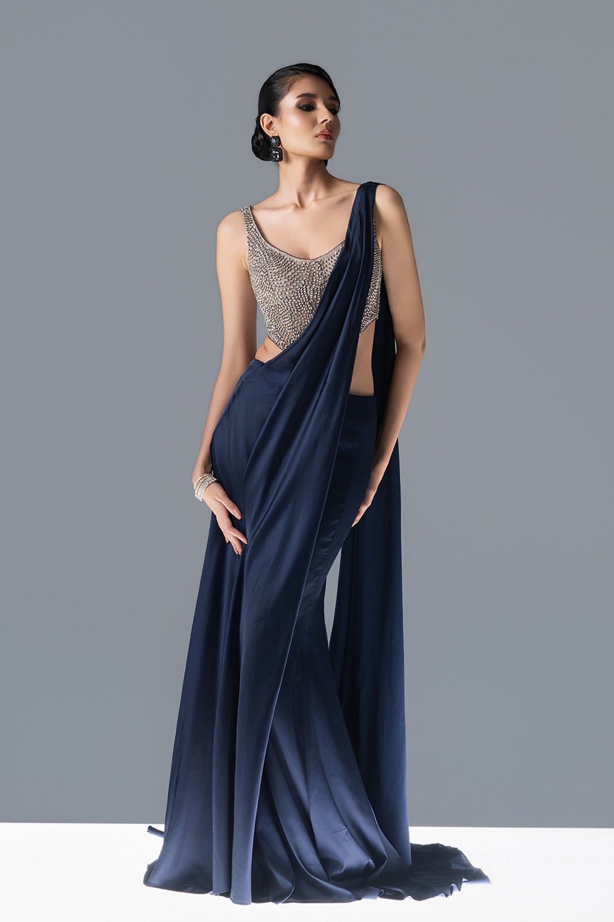 Crystal Eclipse Draped Saree Set