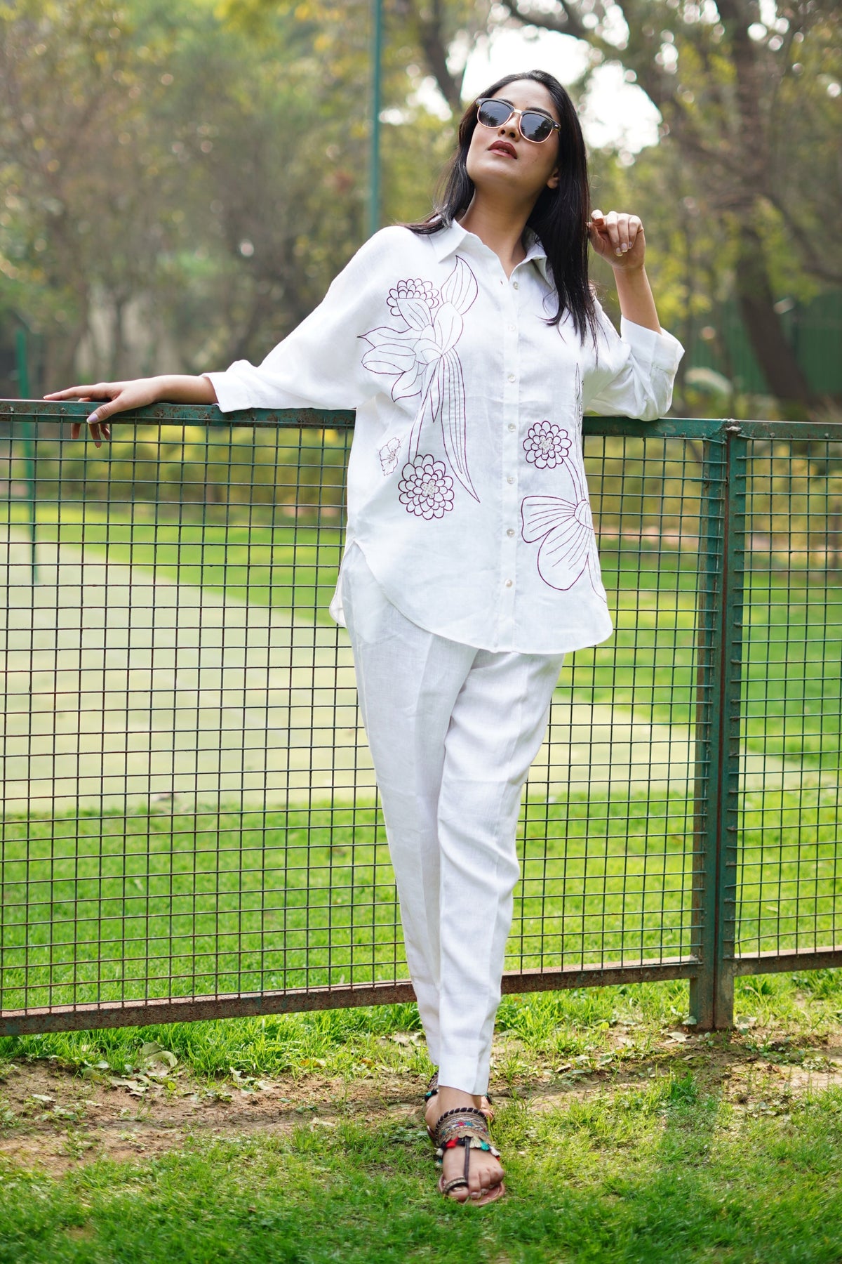 White Big Flower Shirt