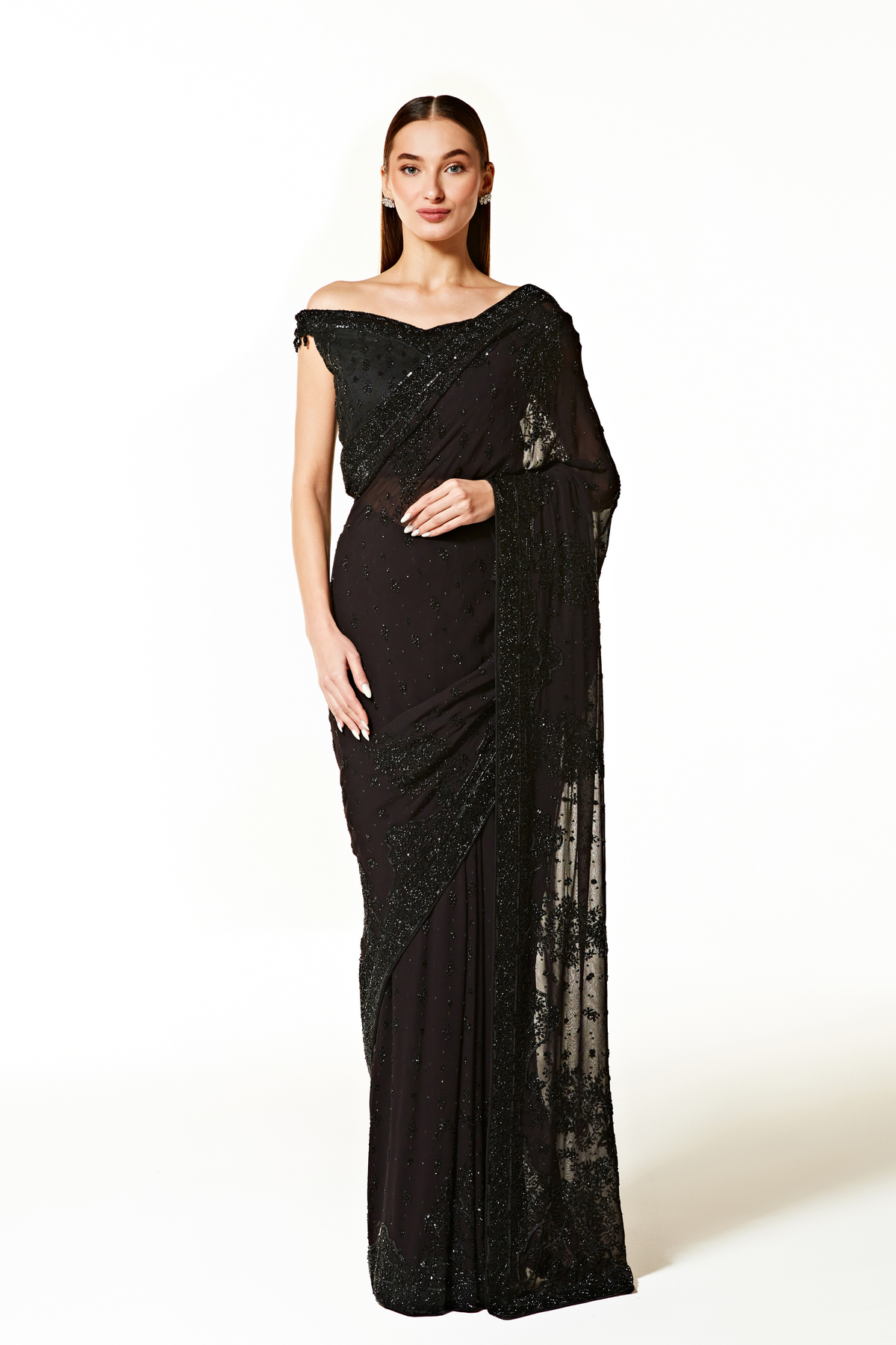 Black Zaynab Saree Set