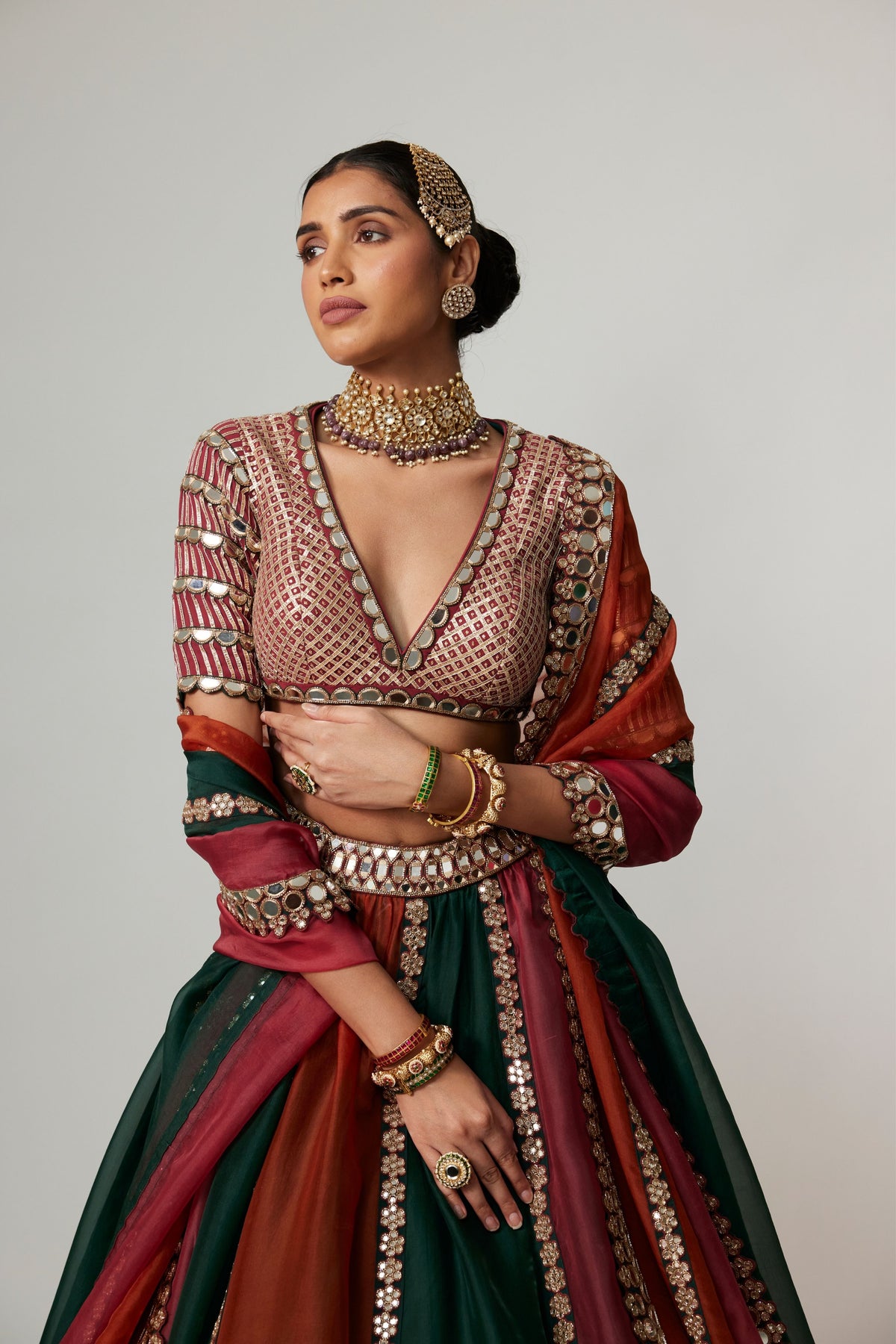 Cranberry Multicolor Lehenga Set