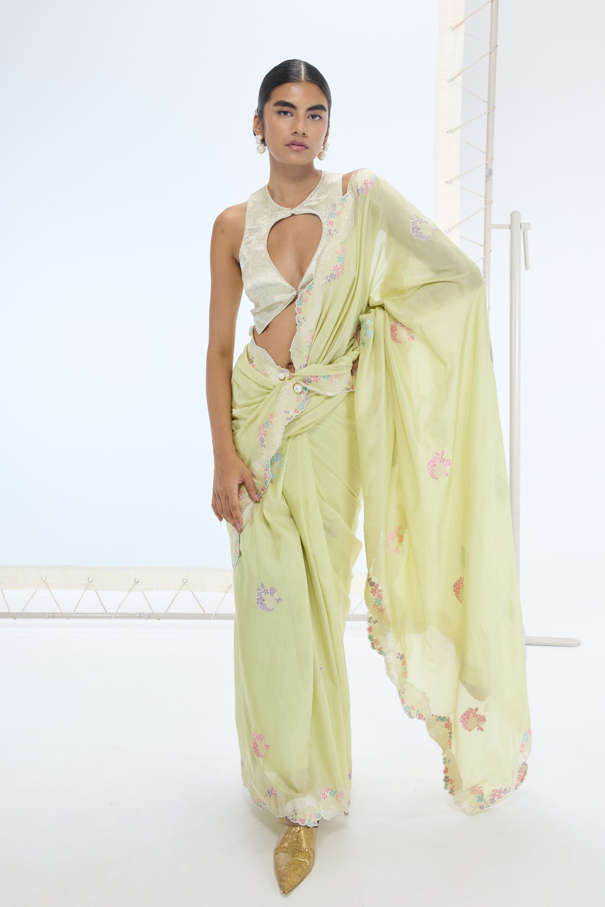 June Saree in Pistachio