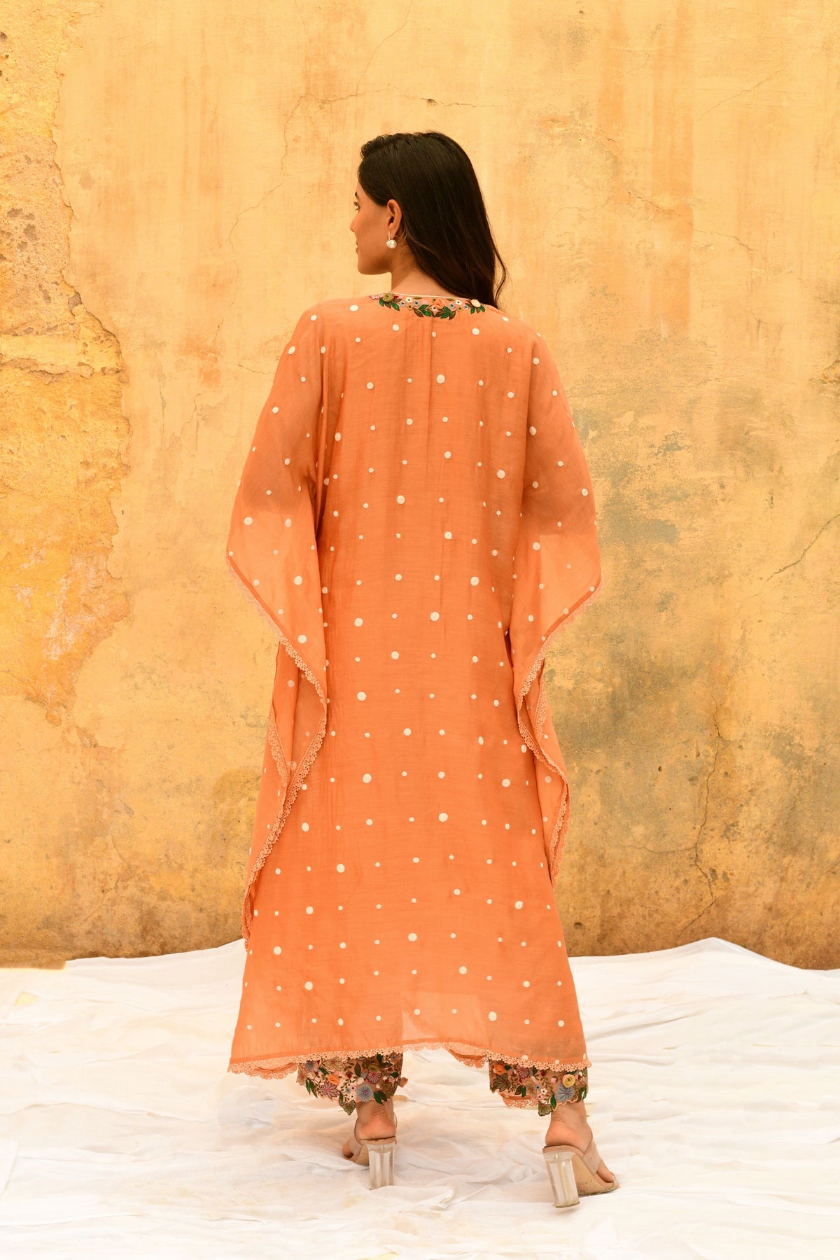 Peach Orchid Heavy Kaftan Set