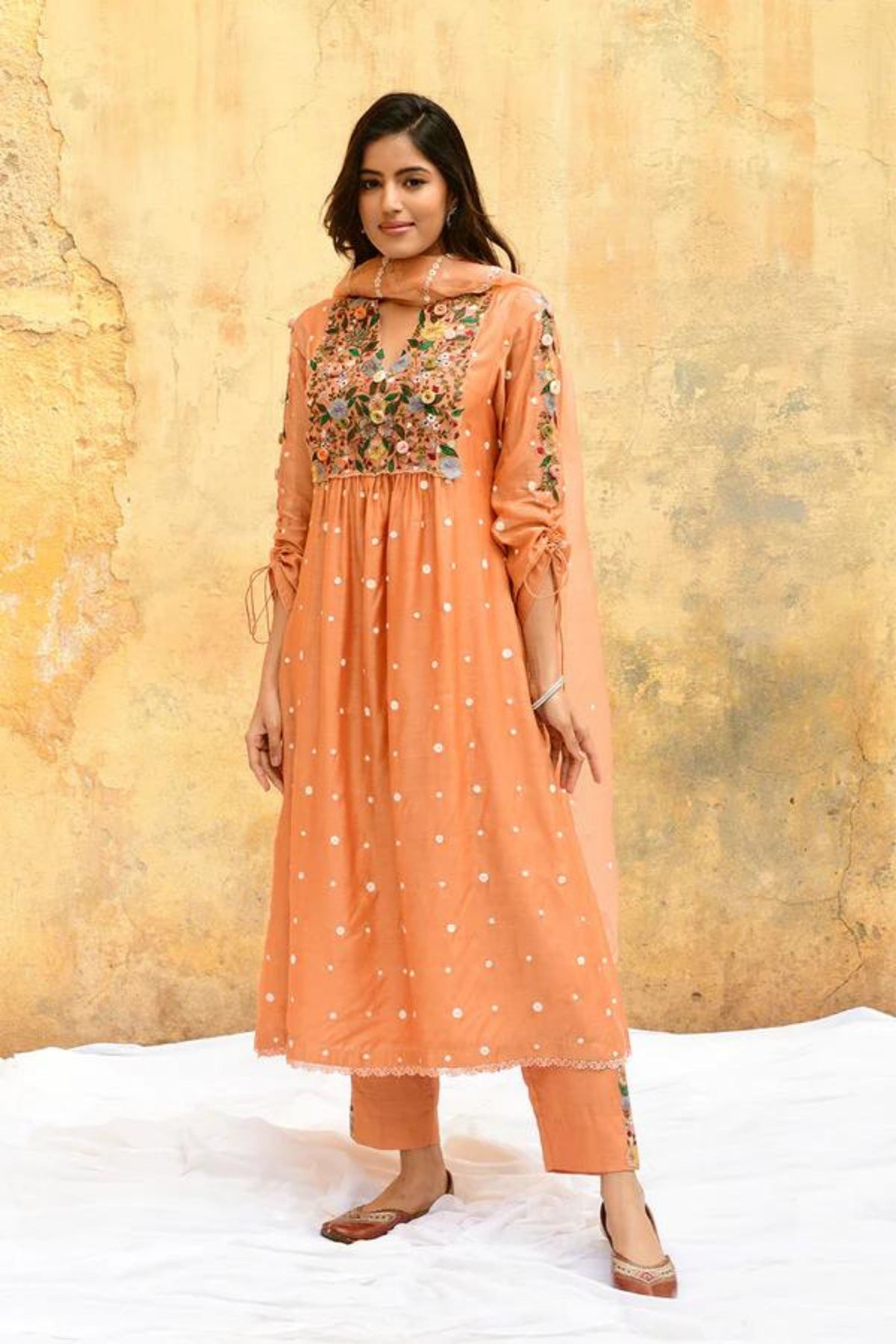 Peach Orchid Kurta Set