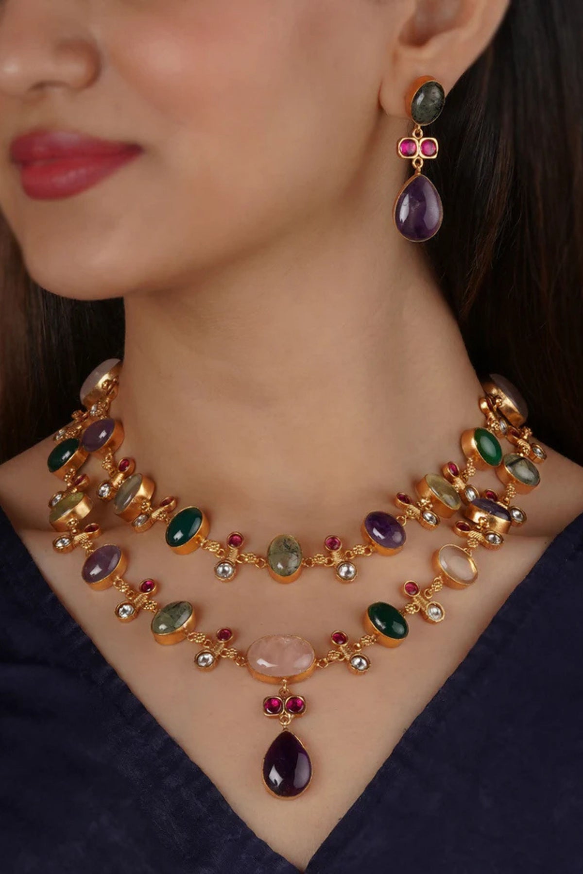 Gold Plated Contemporary Necklace Set