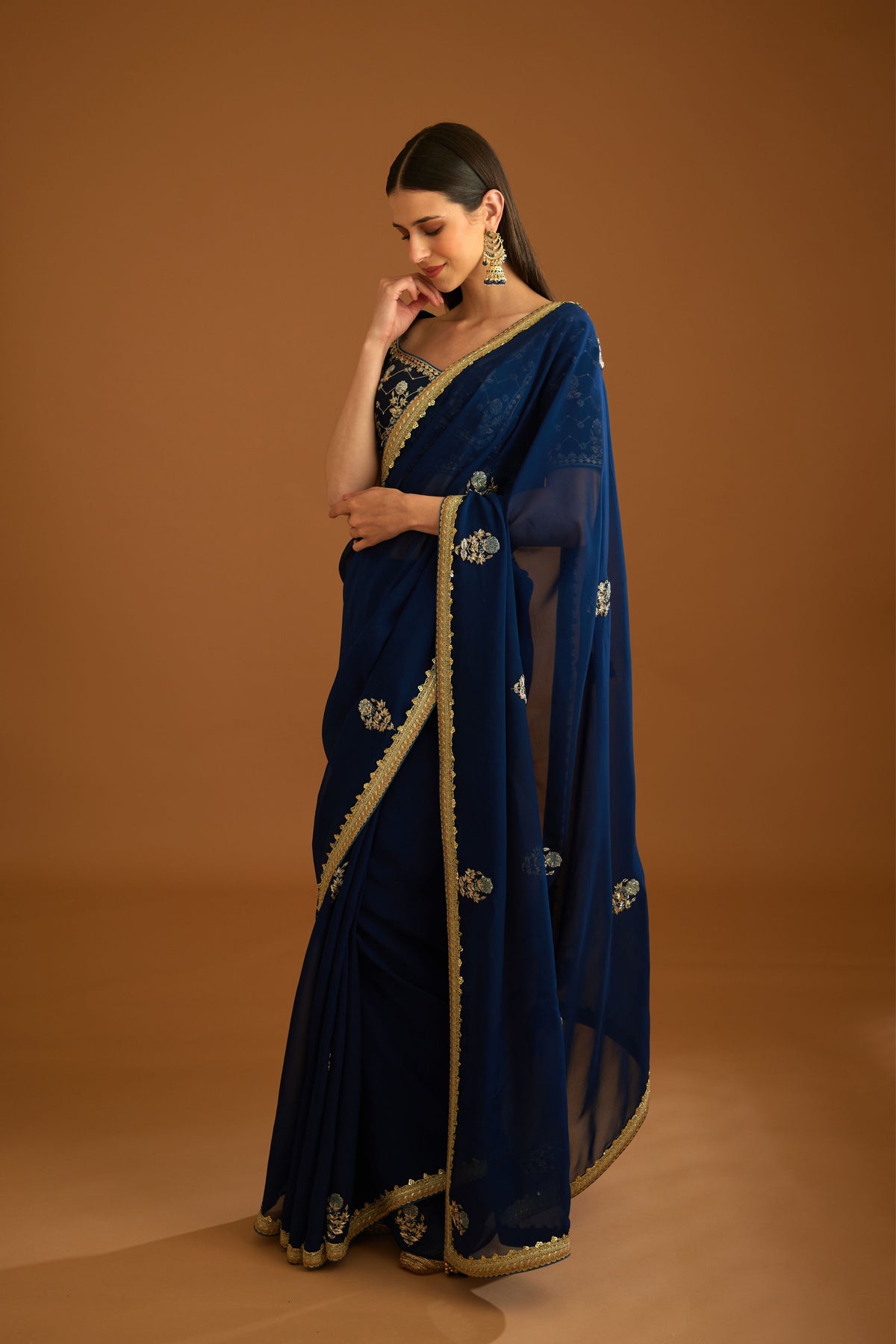 Midnight blue Saree set