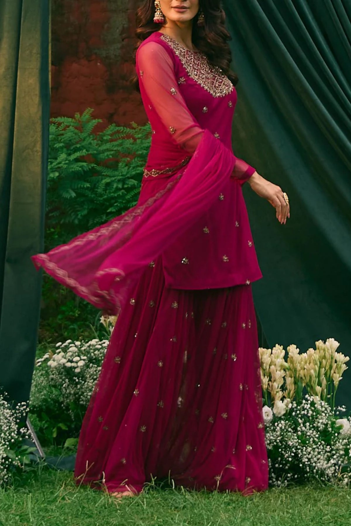 Caramine Pink Sharara Set