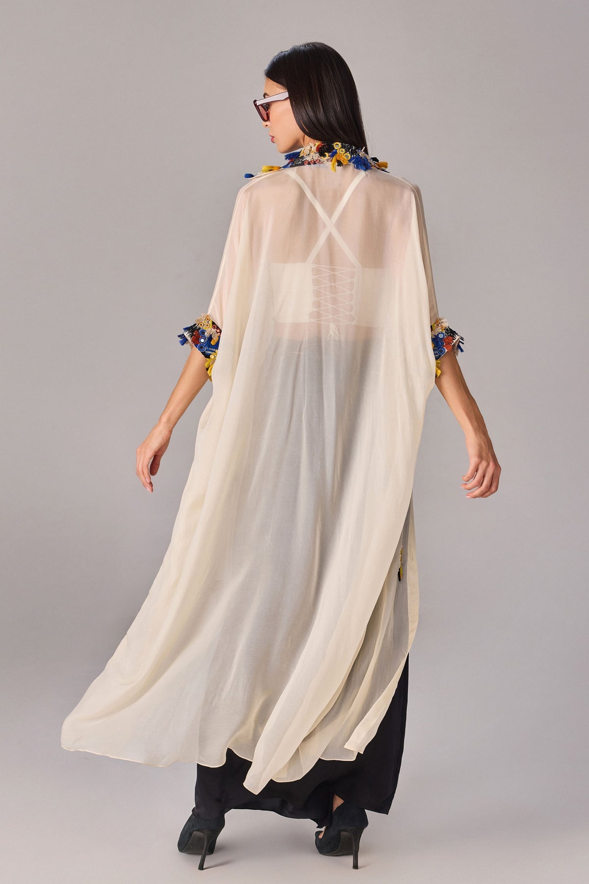 Collared Maxi Length Shirt Cape